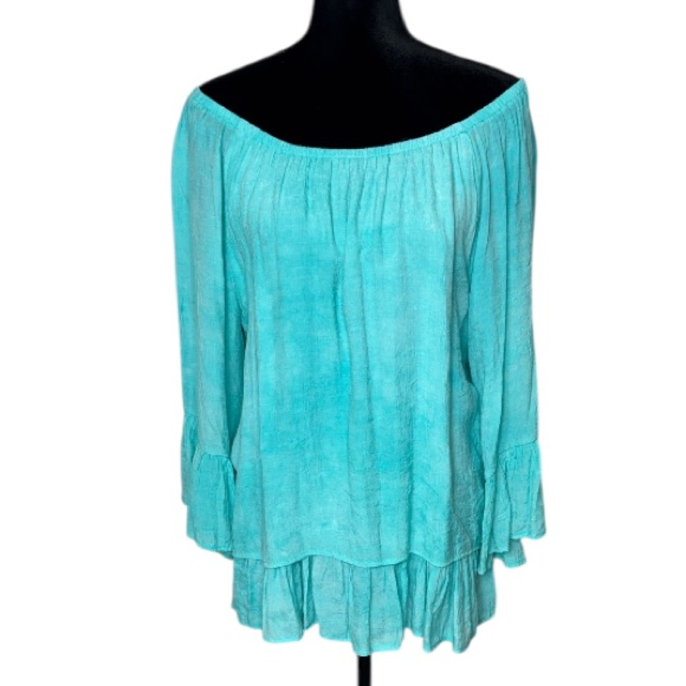 🌹New Directions - Turquoise Off-Shoulder Blouse - Size XL